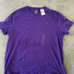 Polo by Ralph Lauren Men's Purple V-Neck Tee